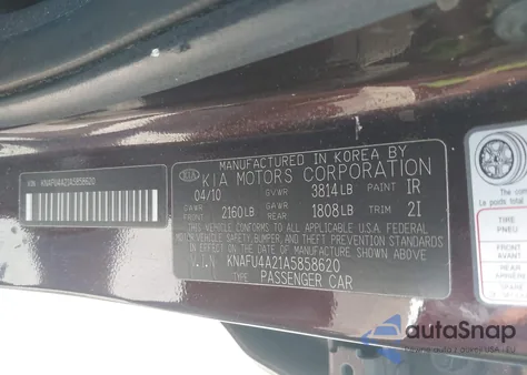 2010 Kia Forte Ex from USA, damaged, VIN KNAFU4A21A5858620